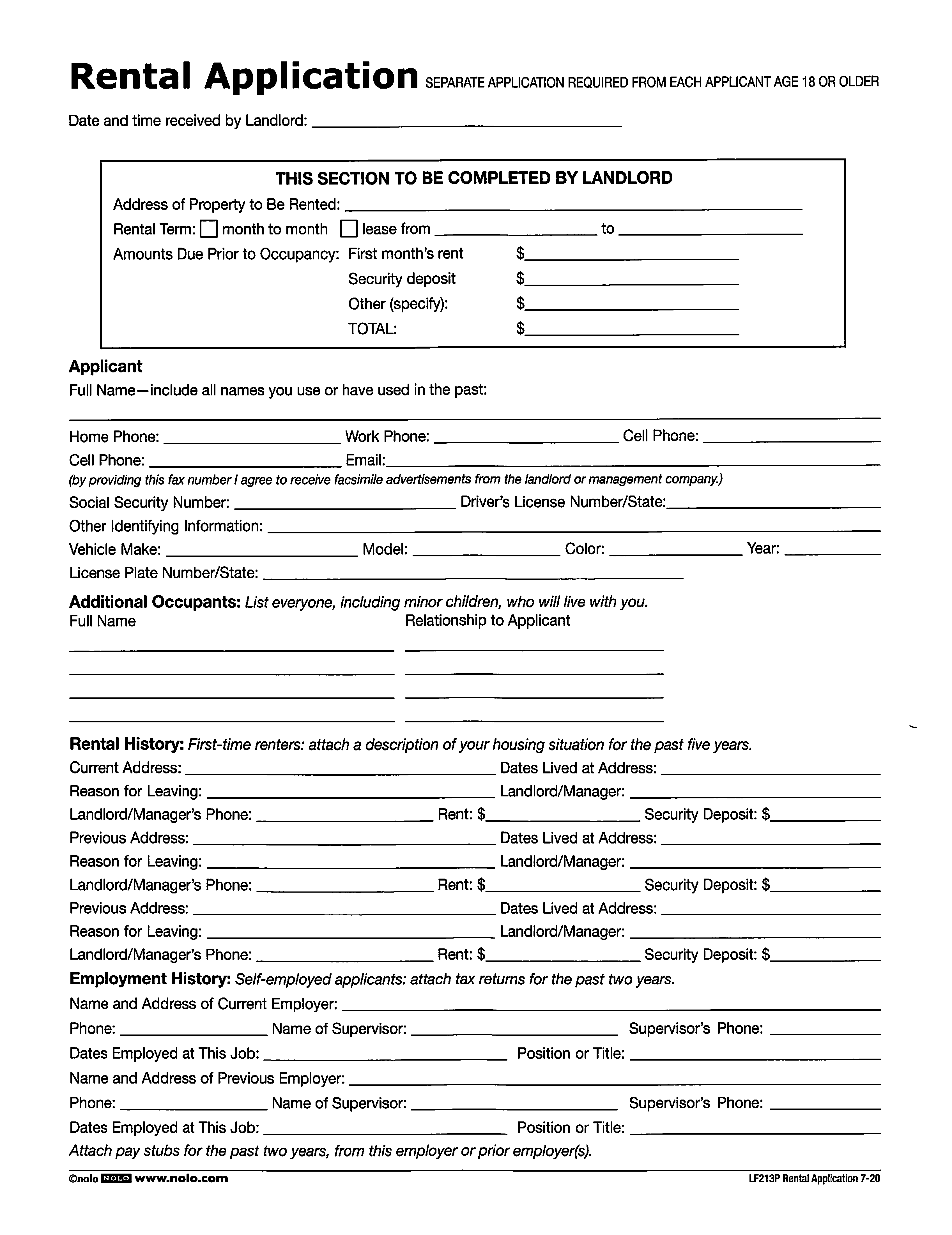 Rental Application